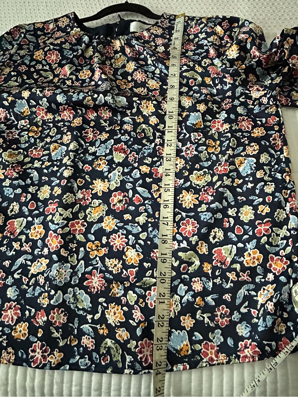Navy Floral Long-Sleeve Peasant Blouse - Picture 10 of 12